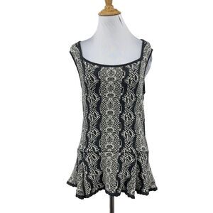 CAbi Peplum Shell Sweater Top Womens M Gray Sleeveless Nylon Blend Scoop Neck
